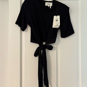 BA&SH Black cropped tie shirt nwt